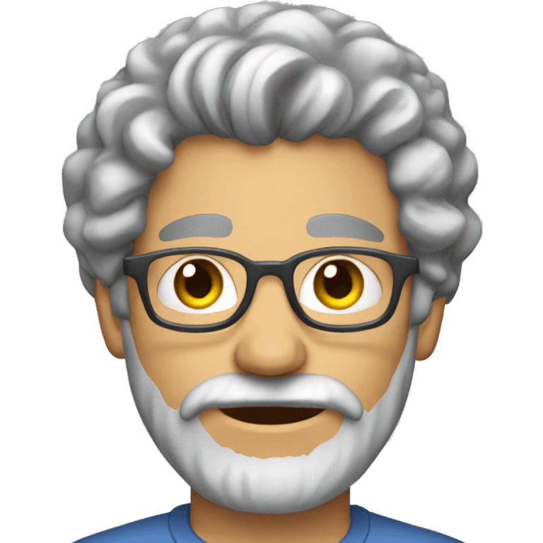 man grey curly hair gray beard (no mustache) wearing a shirt emoji