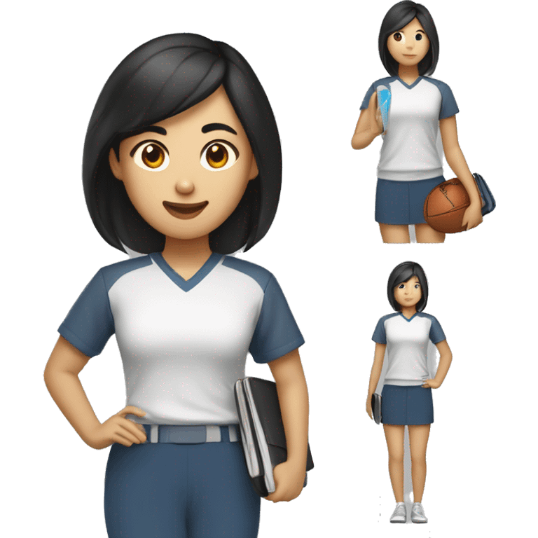 
An Asian, dark-haired college student who likes sports, dresses smartly, and holds a laptop. emoji