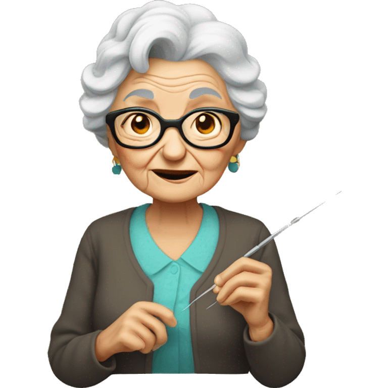 Old grandma with a needle emoji