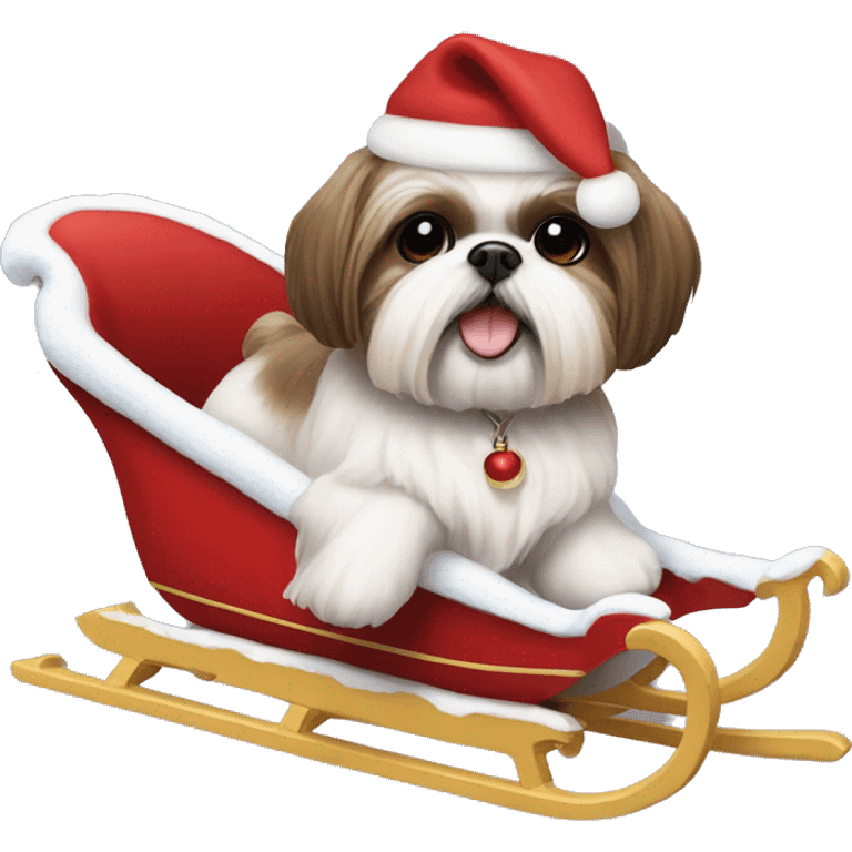 Shih Tzu on a sleigh  emoji