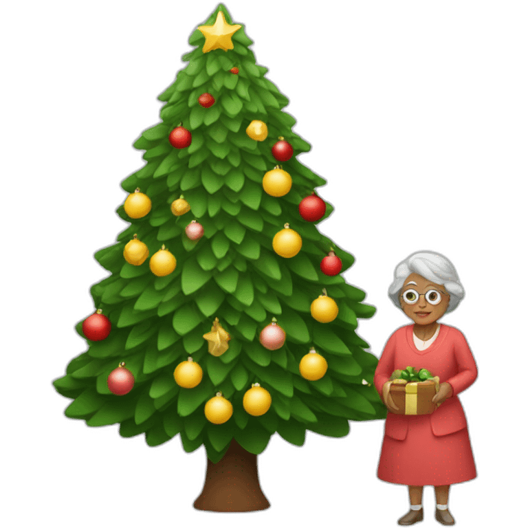 Christmas tree and grandmother emoji