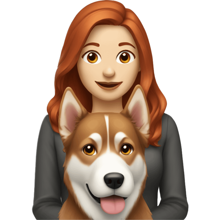 Redhead woman with malamute dog emoji