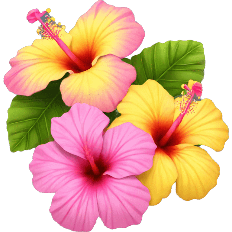 yellow and pink hibiscus flowers  emoji