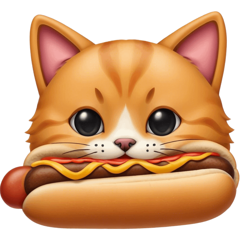 Cat eating hotdog emoji