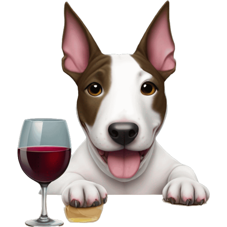 brindle english bull terrier girly with a glass of wine emoji