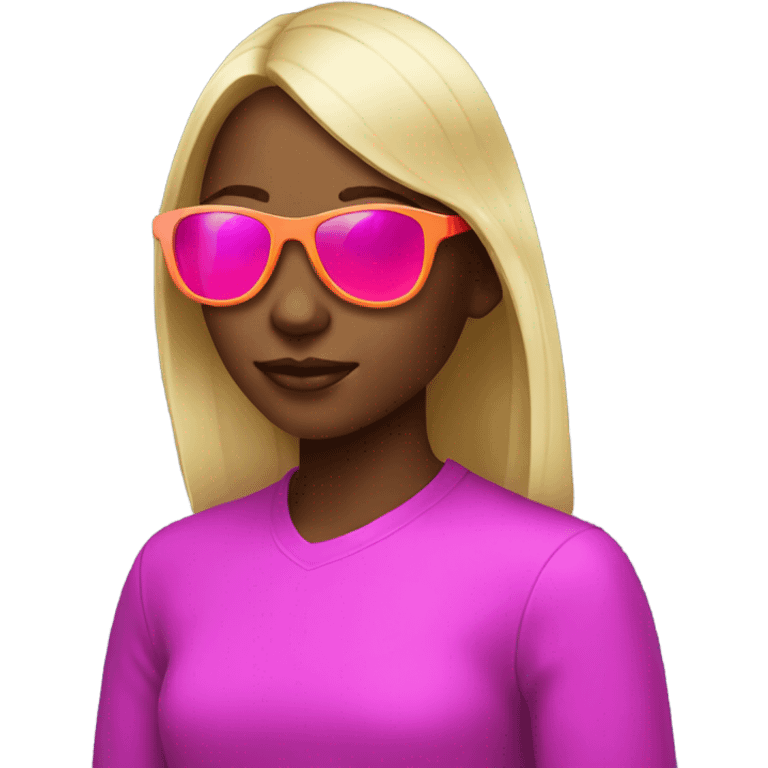 Girl with neon sunglasses emoji