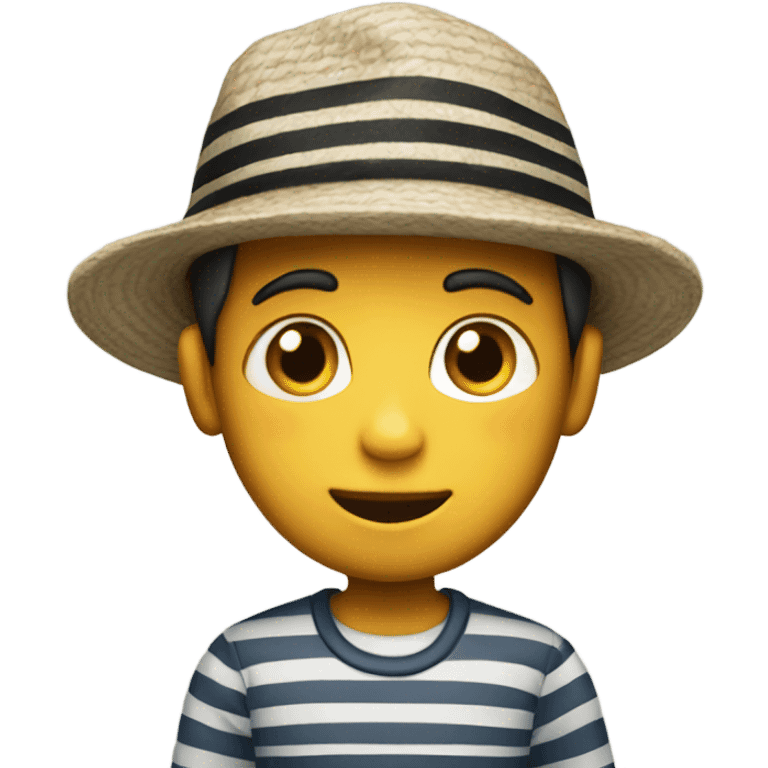 boy in striped shirt hat emoji