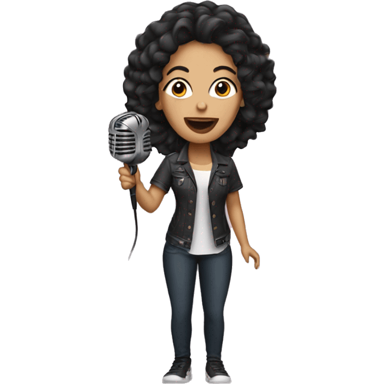 Latina with light skin singing in microphone  emoji