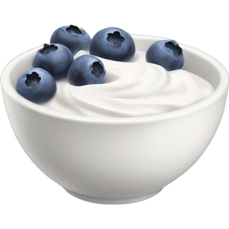 White yoghurt in a bowl with blueberries emoji