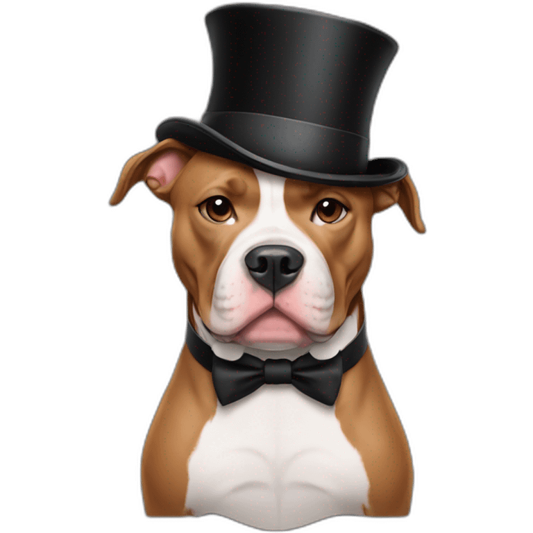 Pitbull wearing a top hat and bow tie emoji