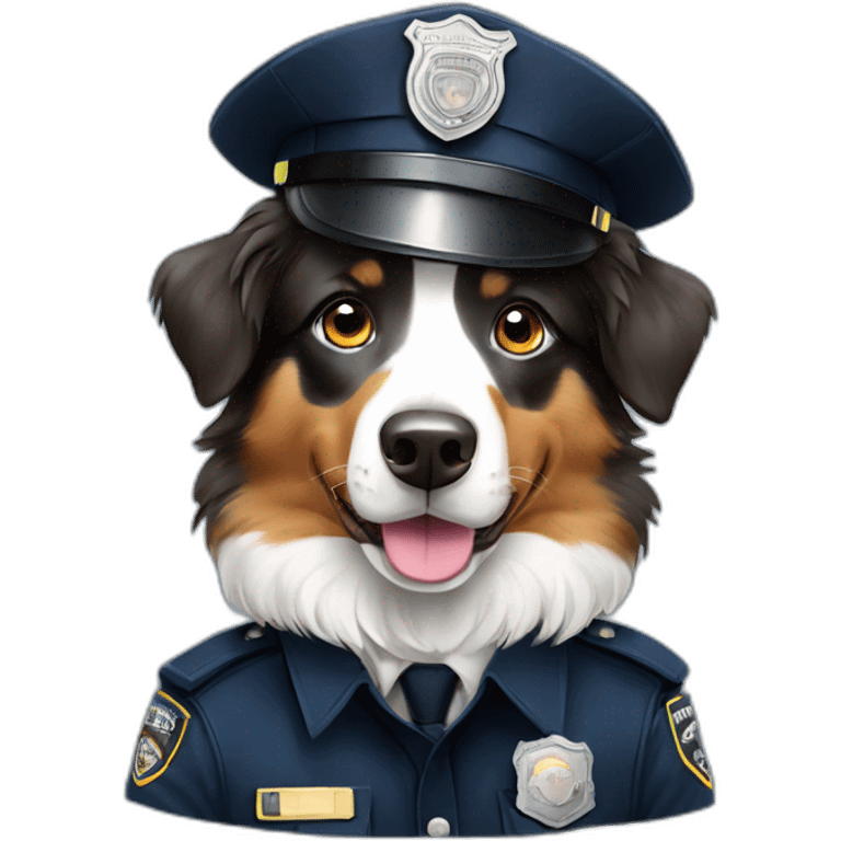 Australian Shepherd in Police Uniform Full portrait emoji