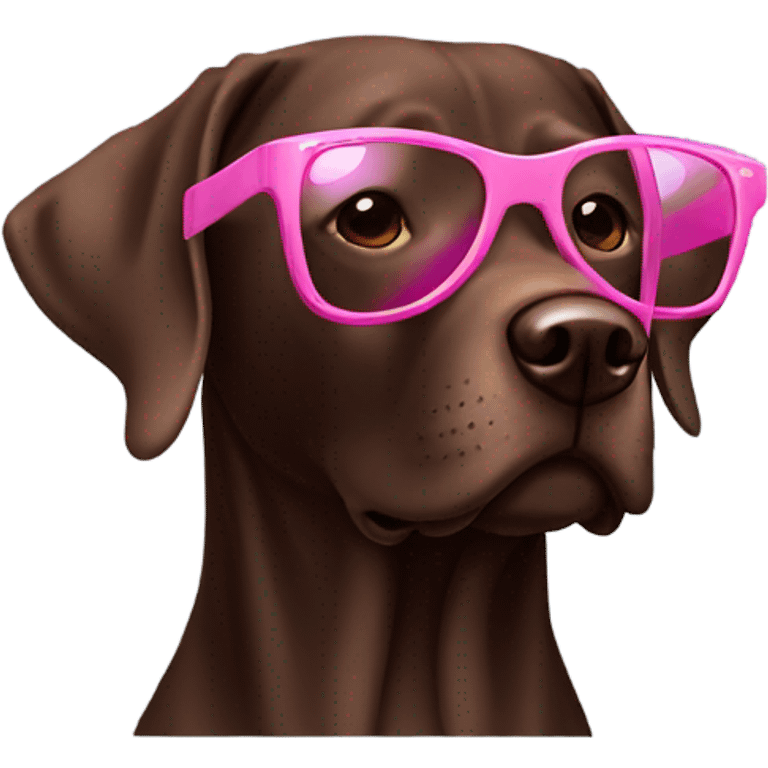 A chocolate lab wearing pink sunglasses emoji