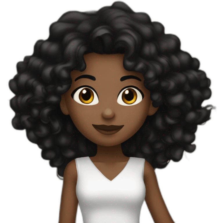 Black girl brown eyes black hair dancing on a music of mickeal jackson emoji