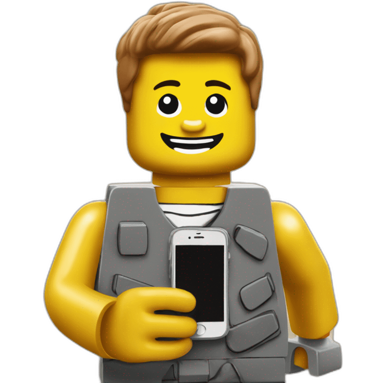 lego man holding an iphone emoji