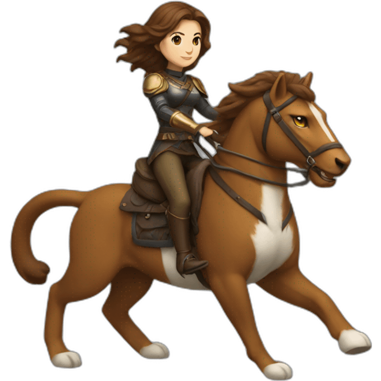 brown hair women riding Battle cat emoji