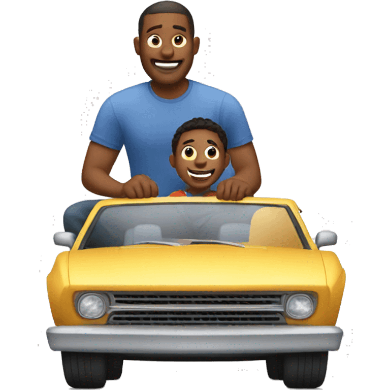 dad plays cars with son emoji