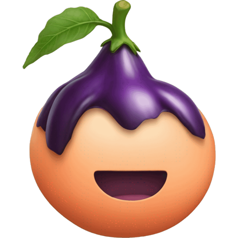 An eggplant inside a peach emoji