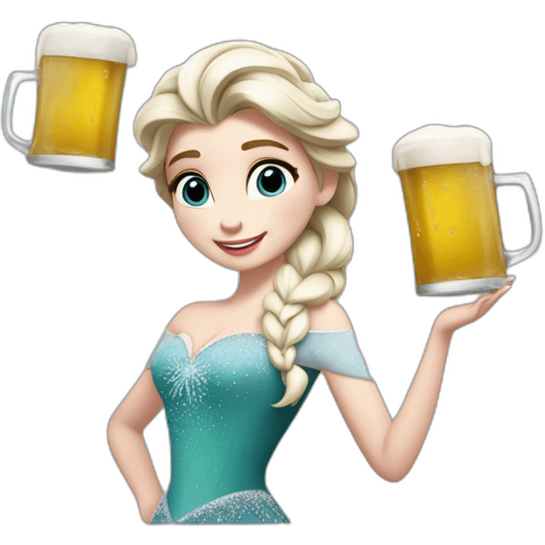 Elsa la reine des neiges qui boit une bière emoji