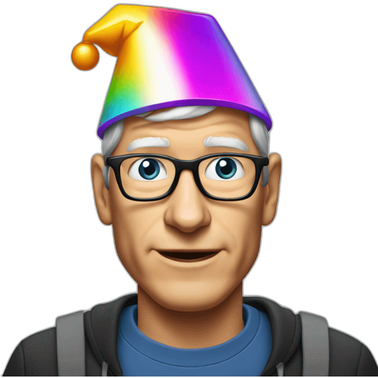 Tim Cook with party hat emoji