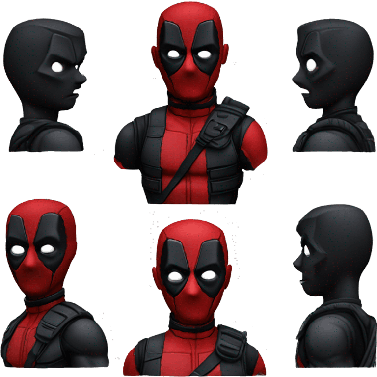 make deadpool all black with only red eyes, keep all deadpool characteristics, all blakc emoji