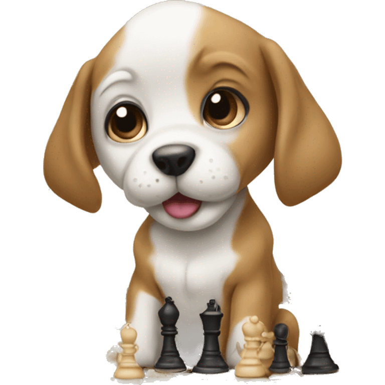 Puppy playing chess emoji