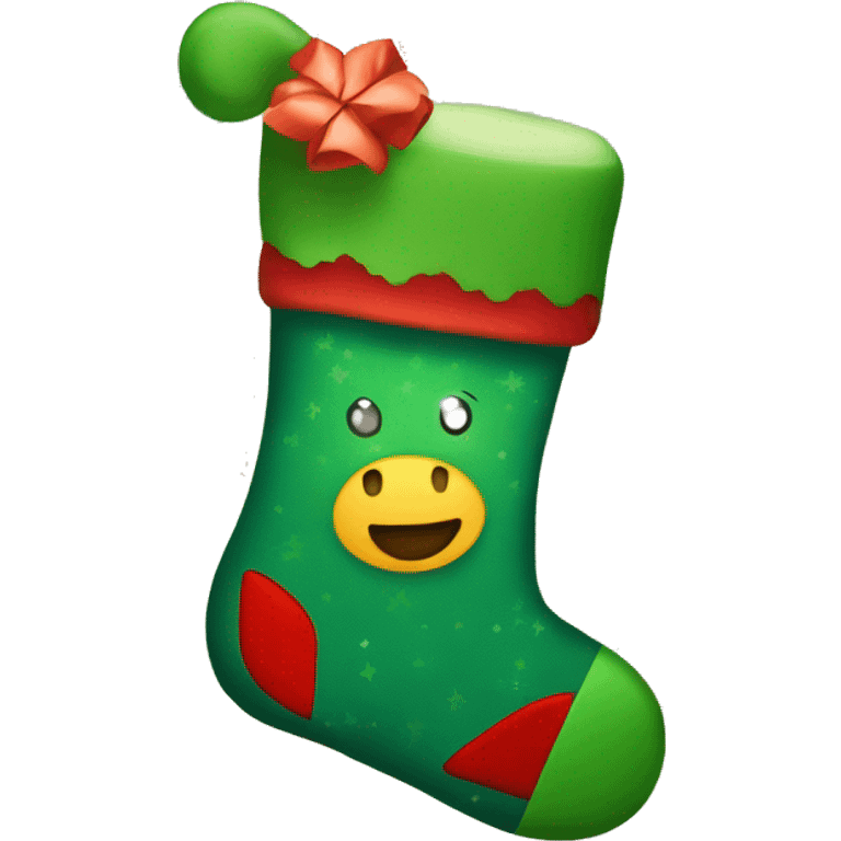 Christmas stocking with red and green colors, cozy and festive design" emoji