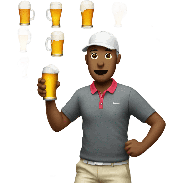 Golfer drinking beer getting silly emoji