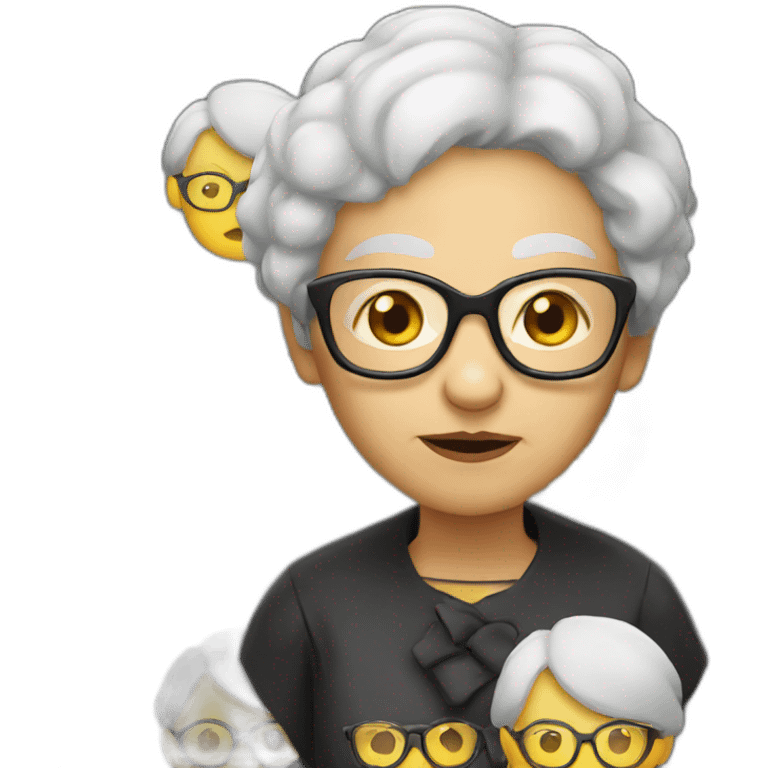 An evil and old woman with glasses and short yellow hair teaches children history emoji