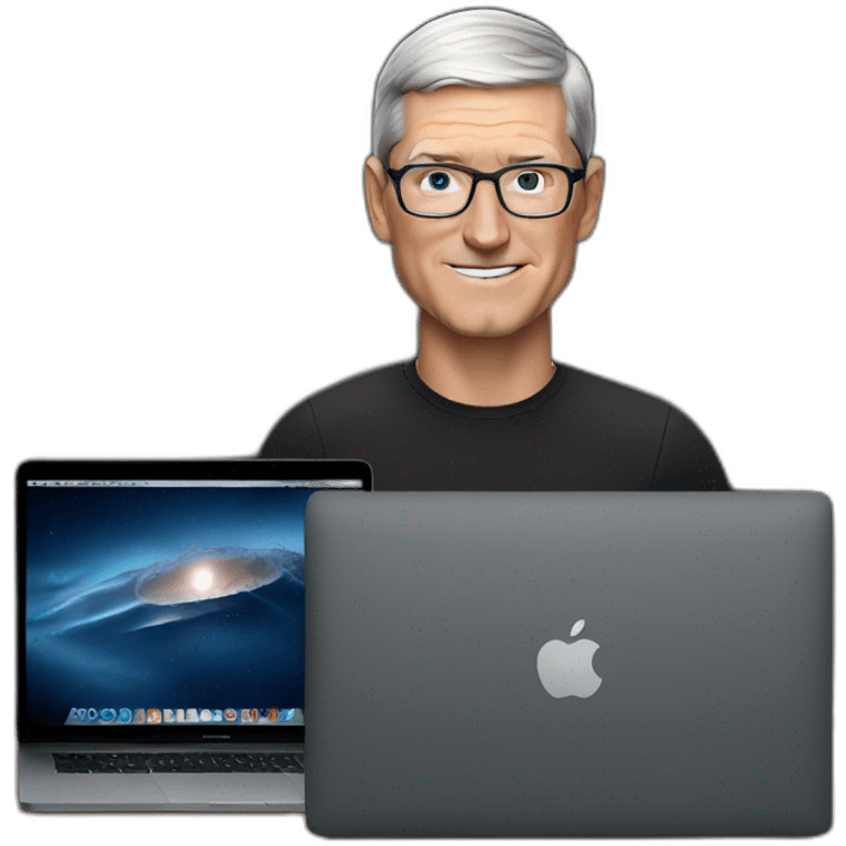 tim cook with black macbook pro on desk emoji