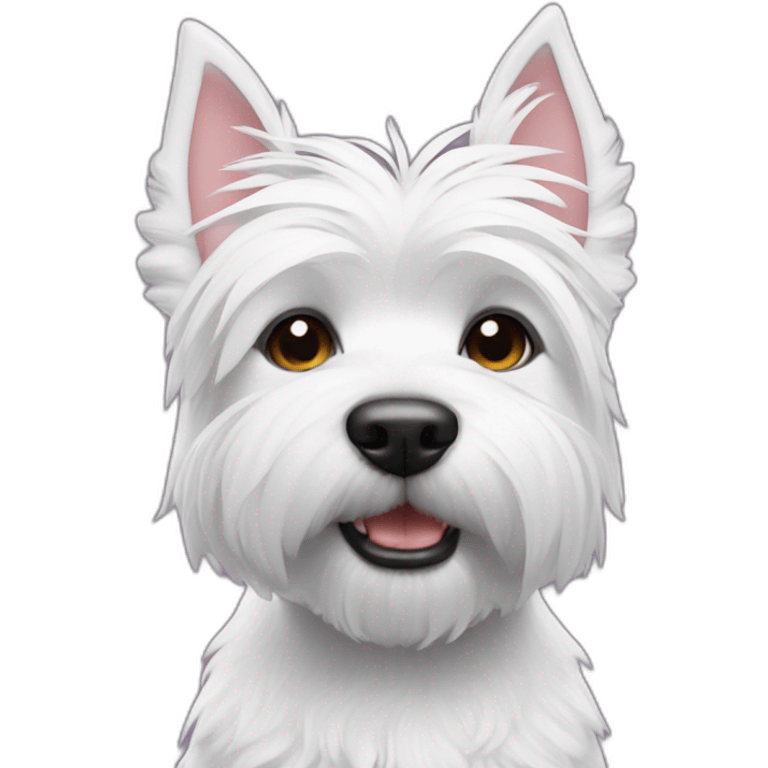 westie (dog) with palm angel sweat and airpods max emoji