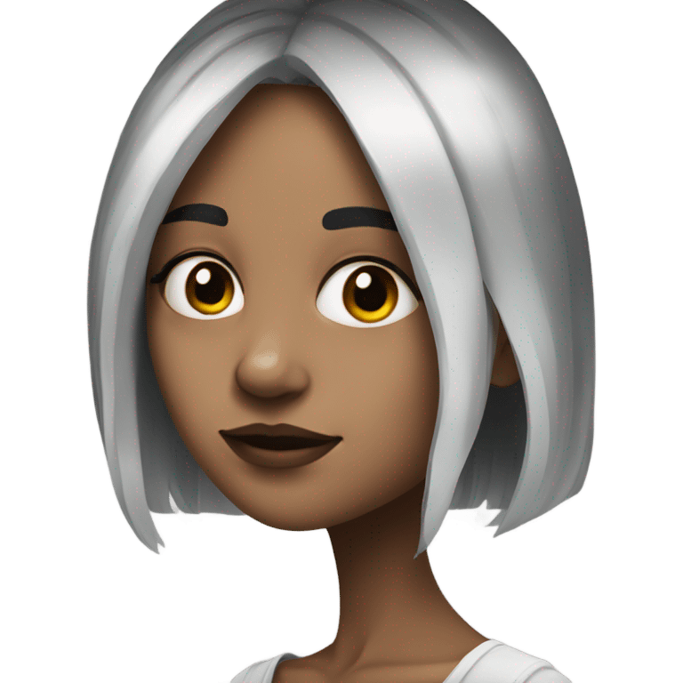 realistic portrait of girl with half black and half white hair emoji