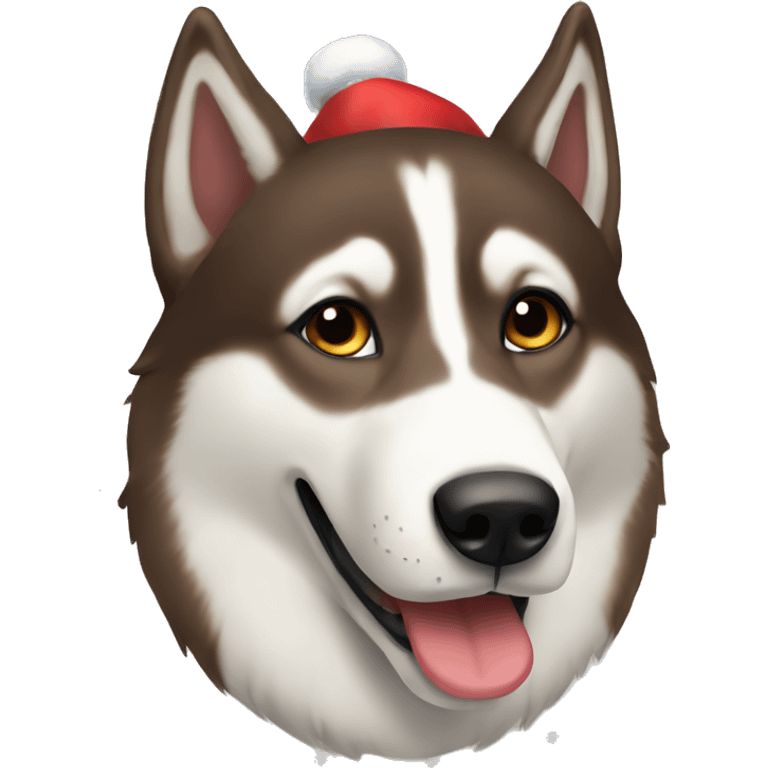 Brown husky Christmas  emoji