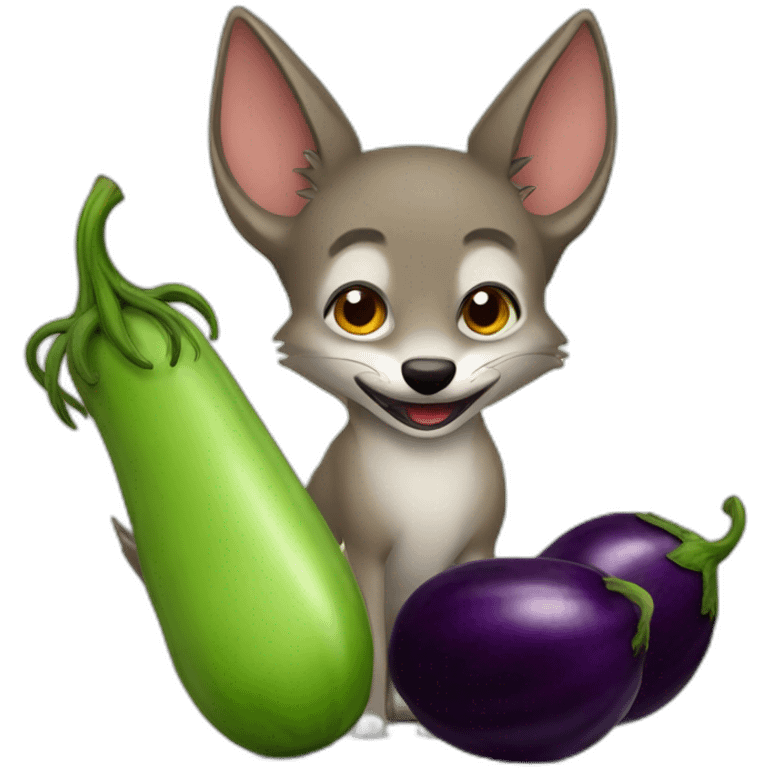 Jackal with eggplant emoji