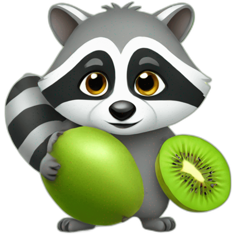 Raccoon with kiwi emoji