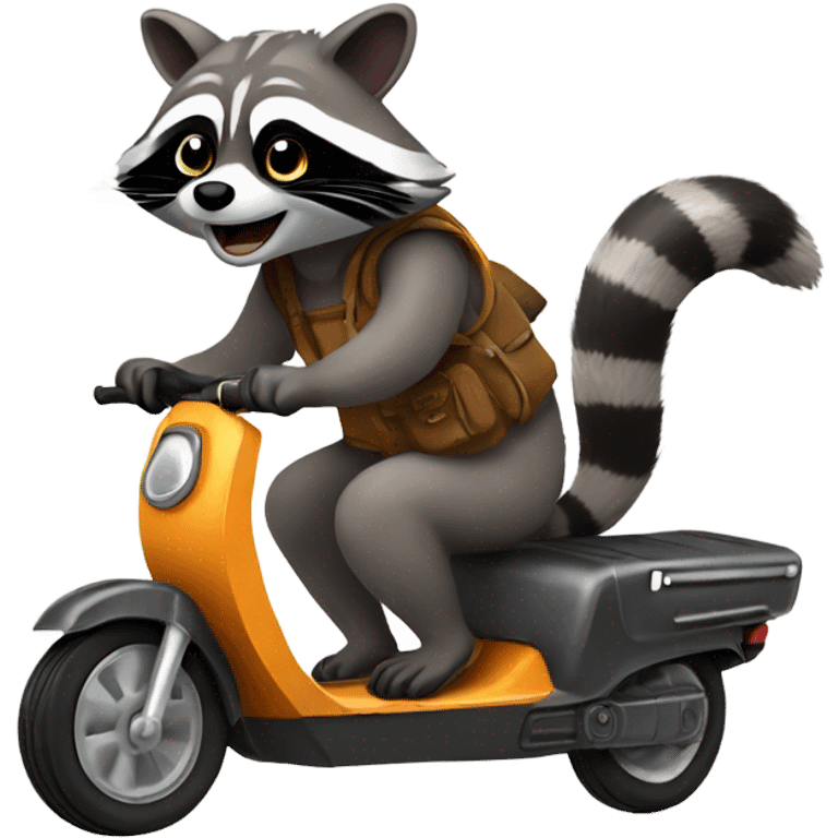 Raccoon riding a scooter ￼ emoji