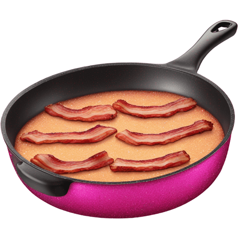  bacon cooking on a hot pink large pain with glitter  emoji