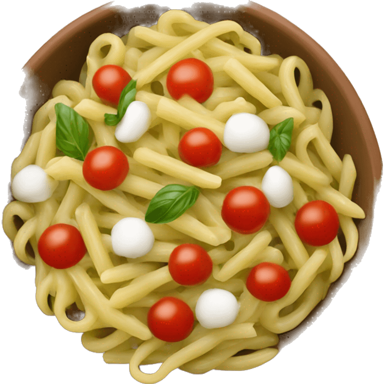 Bowl with pasta pesto with mozarella and tomato  emoji