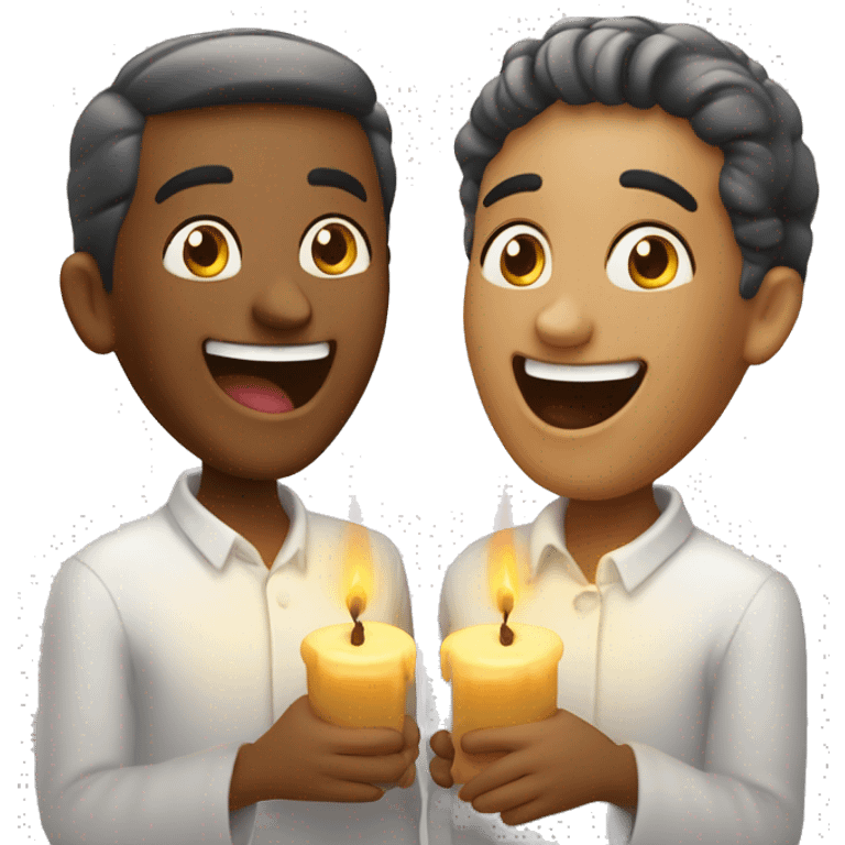 two people laughing with shabbat shalom candles emoji