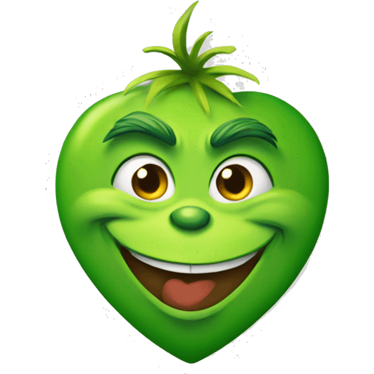 Smiling grinch face in a green heart emoji