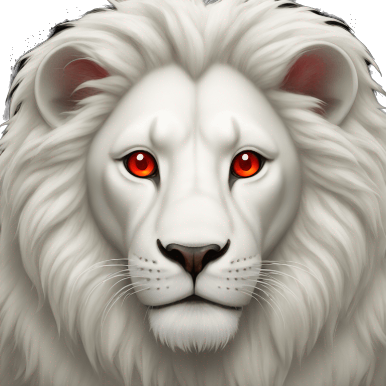 White lion with red eye emoji