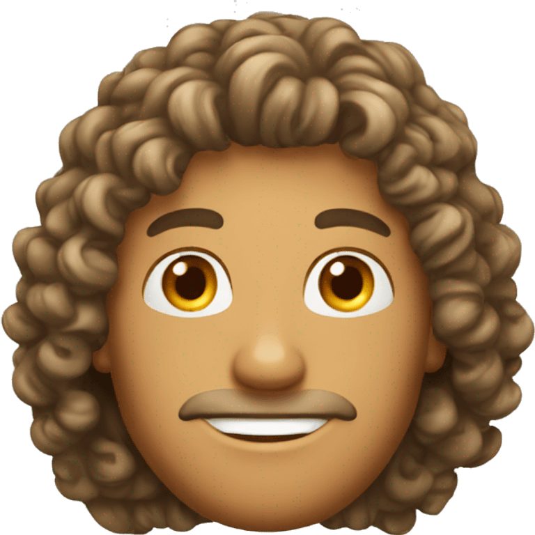 long curly tanned hair man cap emoji