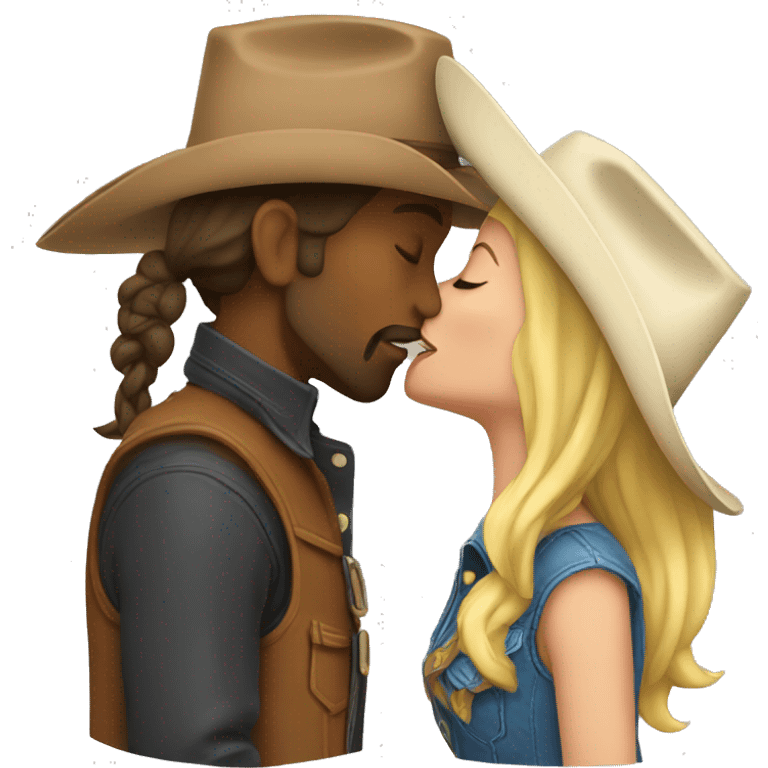 Cowgirl and cowboy kissing emoji