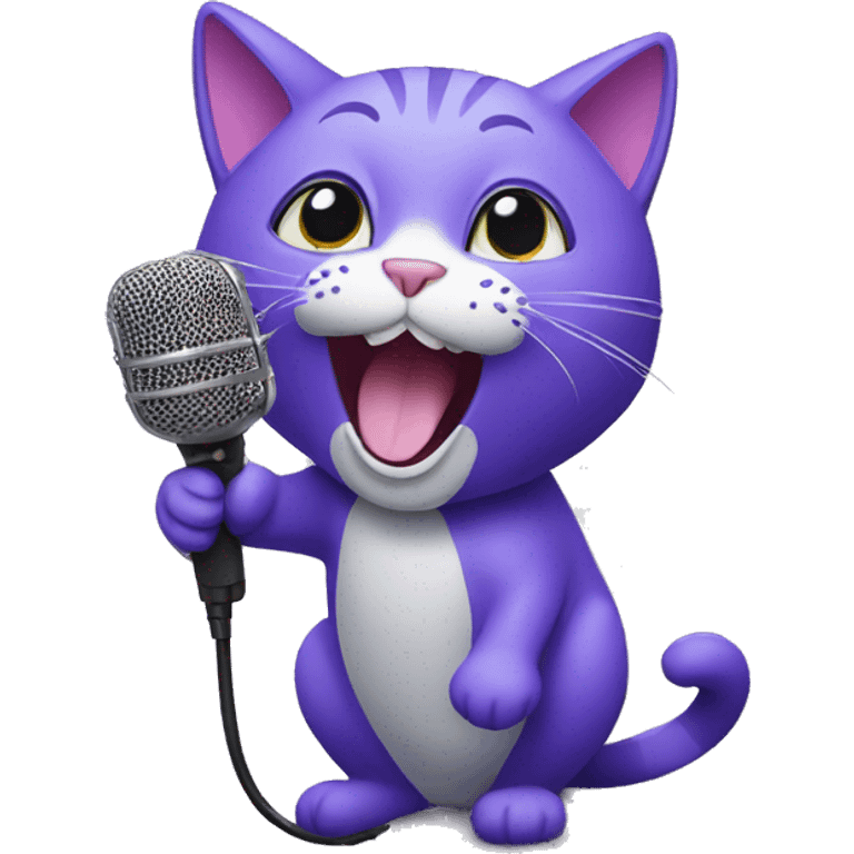 purple Cat singing, microphone emoji