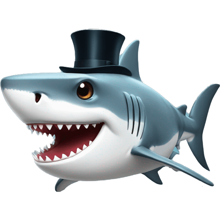 Shark with a top hat emoji