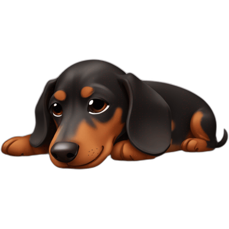 Black and brown dachshund dog sleeping emoji