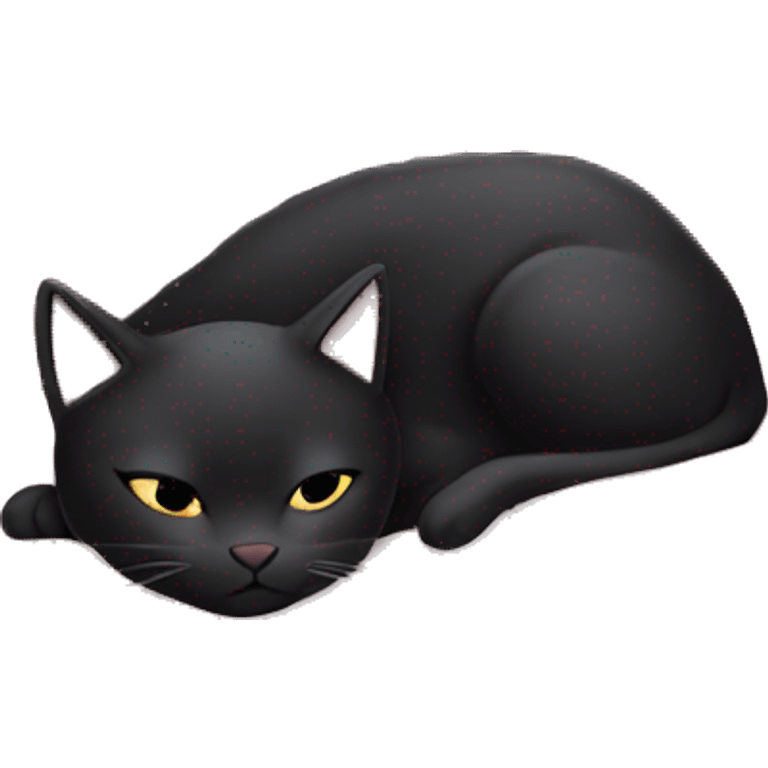 black cat sleeping in pale pink cat bed emoji