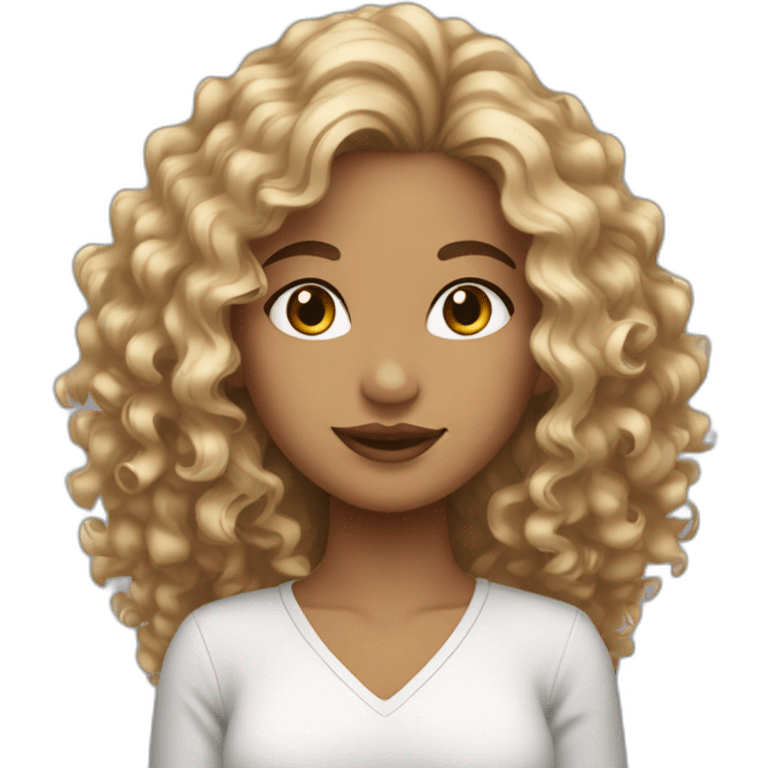 Latina with blonde highlighted curly hair emoji