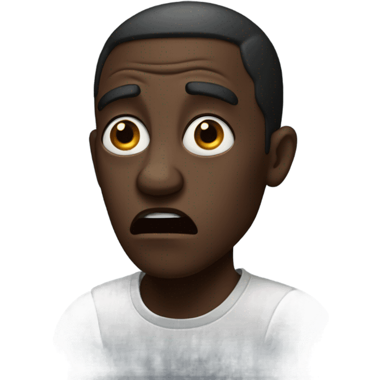 Scared dark skin man emoji