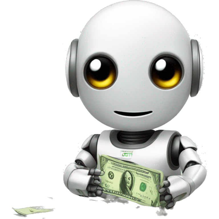 Cute robot with money emoji