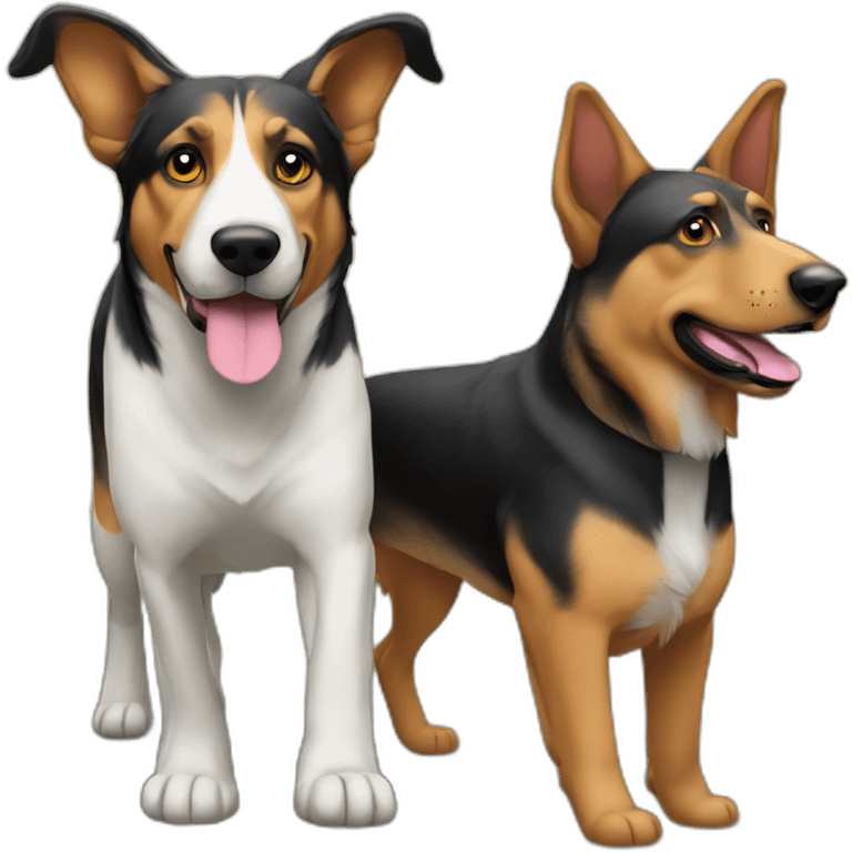 coonhound and German shepherd mix dog with ears down walking emoji